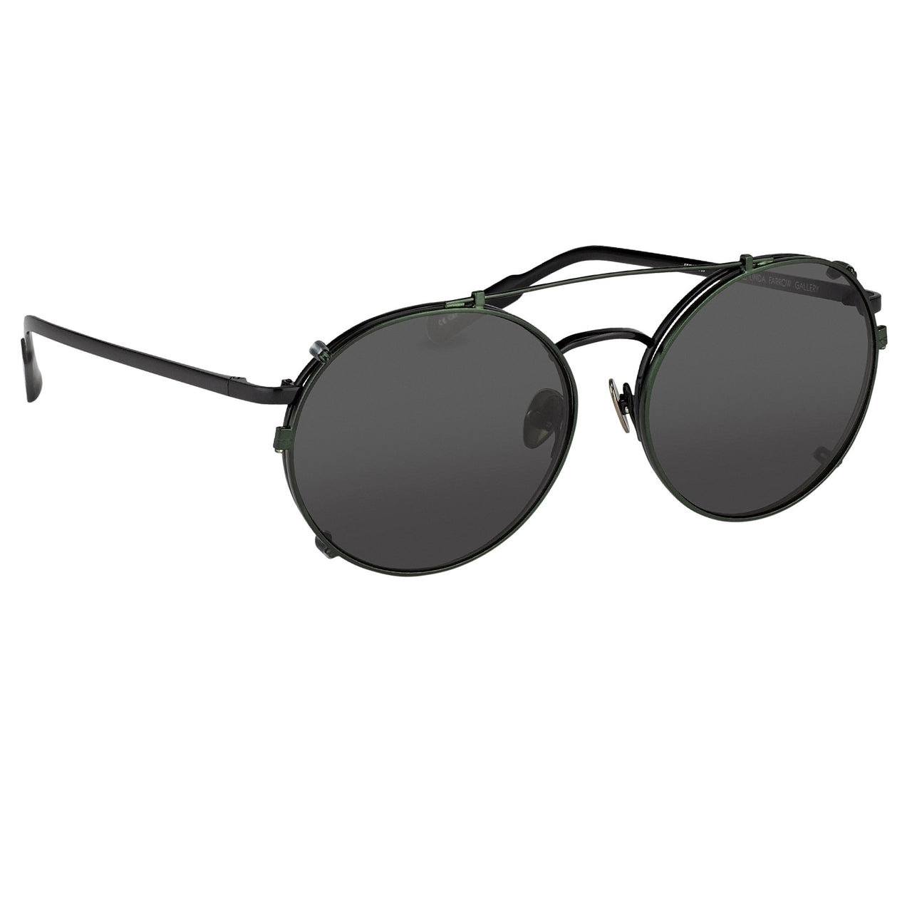 kris van assche sunglasses unisex titanium oval shiny black green clip on and green lenses kva70c4sun